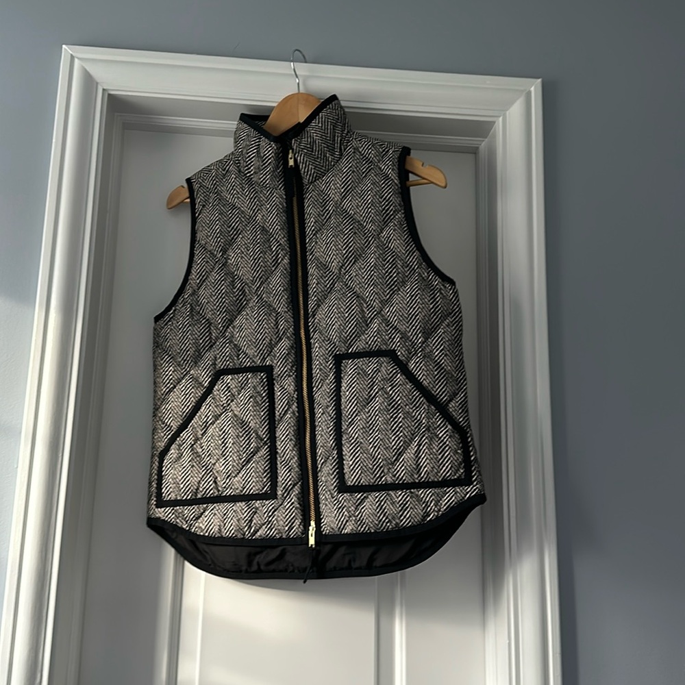 J crew herringbone zip vest